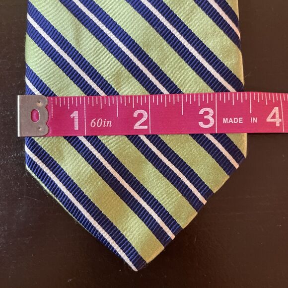 Brooks Brothers Green/Blue Irregualar Diagonal Stripe 100% Silk Tie - Picture 4 of 4